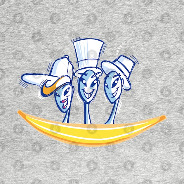 ET with white hats riding a banana by Dani Vittz